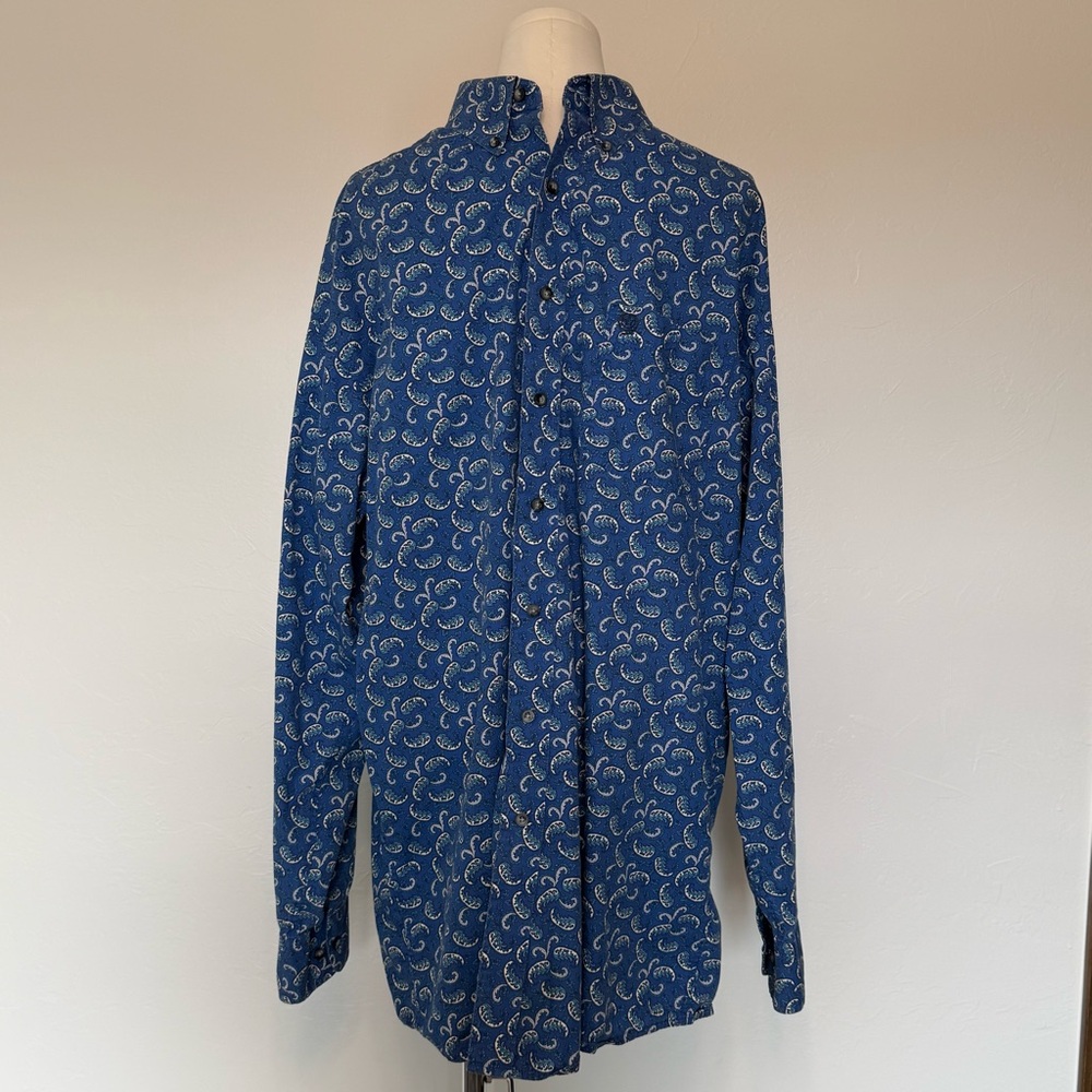 Wrangler George Strait Cowboy Cut Paisley Button-Down Shirt Men’s XL Tall - Picture 2 of 8